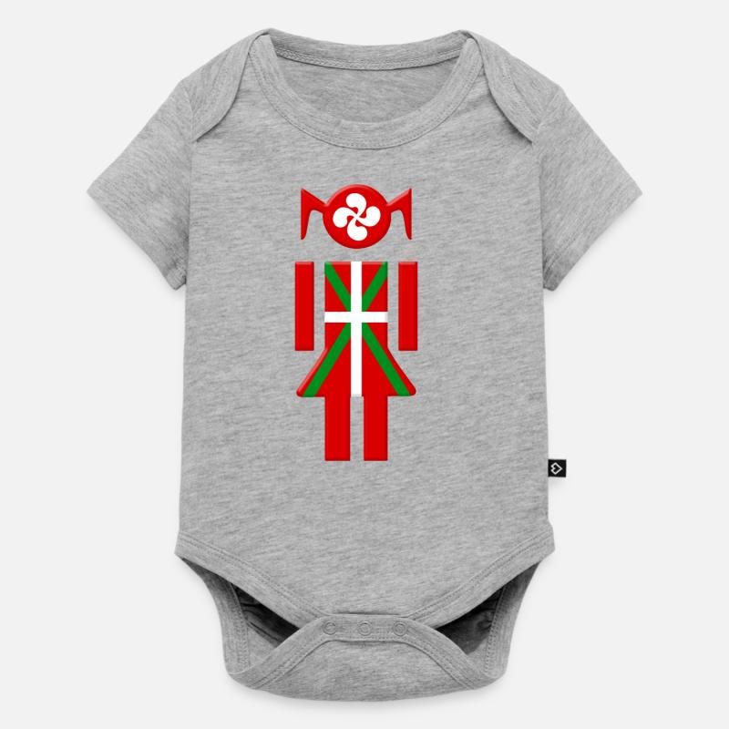 Fille Basque drapeau Euskadi - Body à manches courtes Premium Bébé - gris chiné