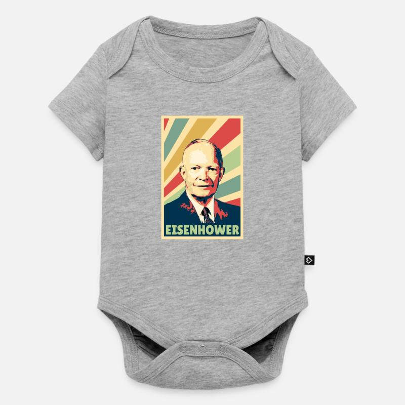 Dwight D. Eisenhower Vintage Farben - Baby Premium Kurzarmbody - Grau meliert
