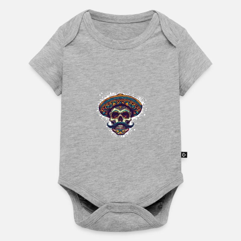 Crâne mexicain - Body à manches courtes Premium Bébé - gris chiné