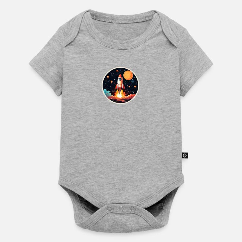 Fusée spatiale - Body à manches courtes Premium Bébé - gris chiné