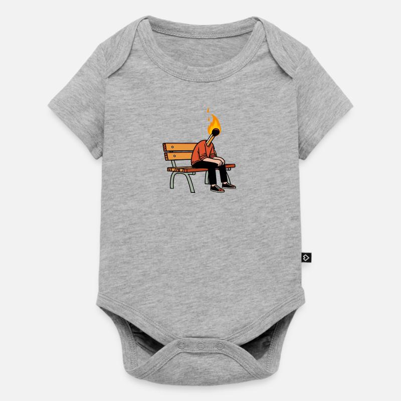 Match Head Man Thoughts Work Banc de tous les jours - Body à manches courtes Premium Bébé - gris chiné