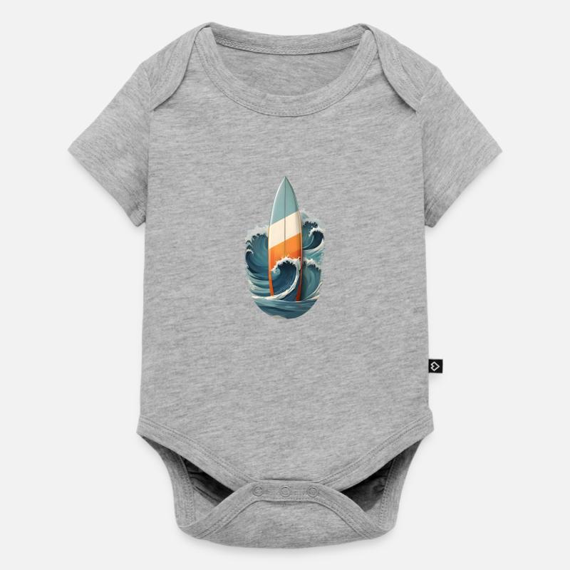 Surfez sur la vague - Body à manches courtes Premium Bébé - gris chiné