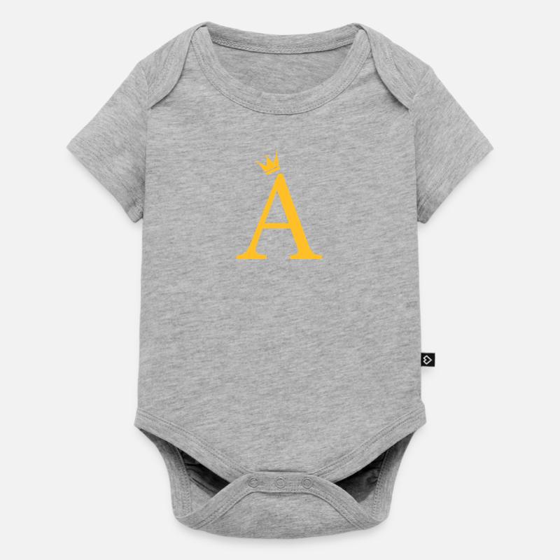 A Monogramm-Krone - Baby Premium Kurzarmbody - Grau meliert