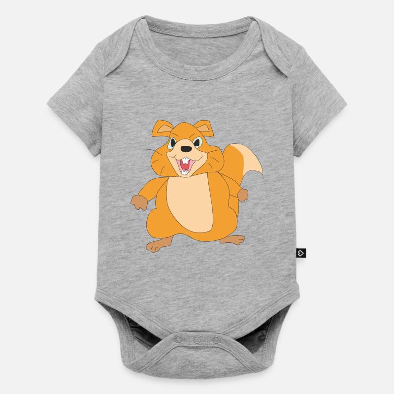 Lustiges kleines Eichhörnchen - Baby Premium Kurzarmbody - Grau meliert