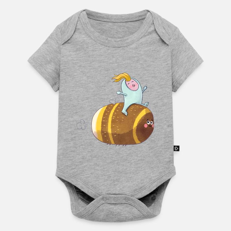 La petite aventure - À travers le vent avec le bourdon - Body à manches courtes Premium Bébé - gris chiné