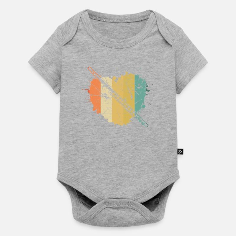 Querflöte Querflötenspieler Querflötist - Baby Premium Kurzarmbody - Grau meliert