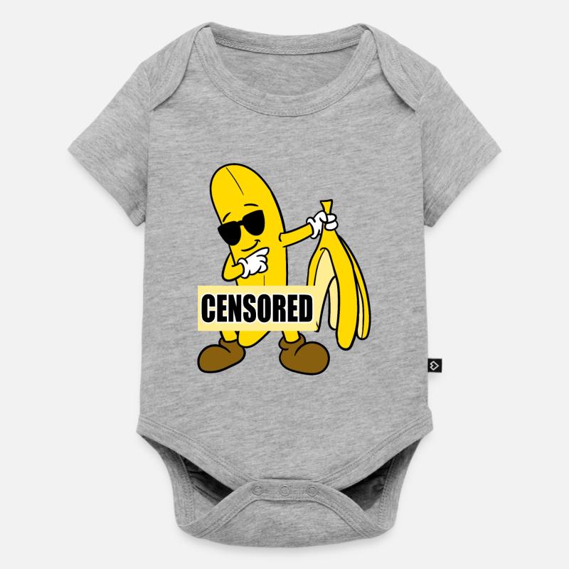 Banane censurée - Body à manches courtes Premium Bébé - gris chiné