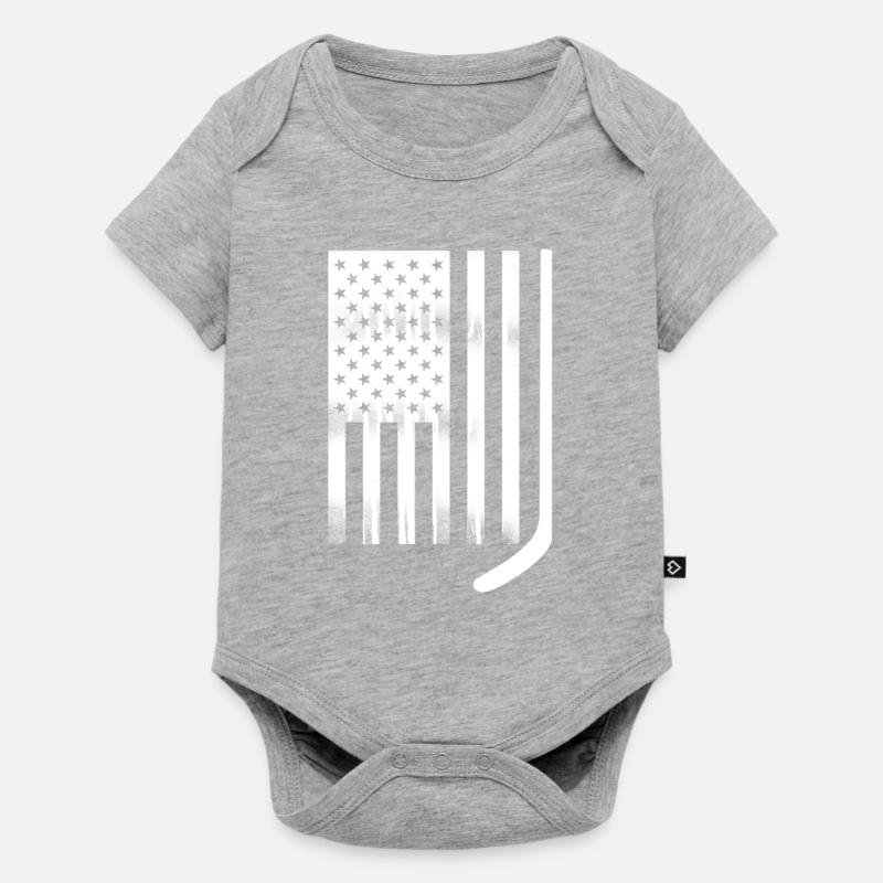 Bâton de hockey blanc drapeau américain - Body à manches courtes Premium Bébé - gris chiné