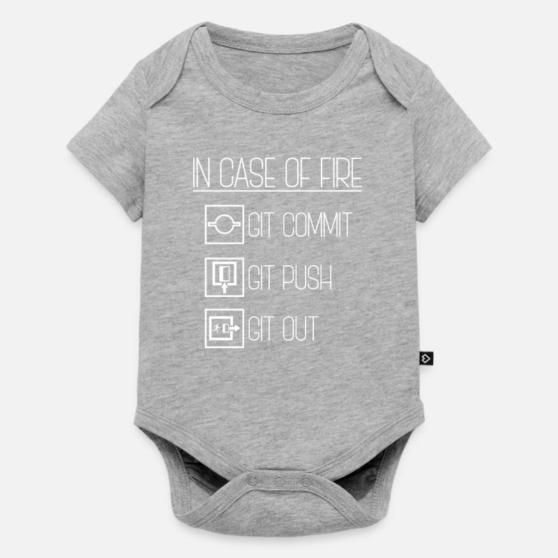 In Case Of Fire Git Commit Coding Programmer Linux - Baby Premium short-sleeve bodysuit - heather grey