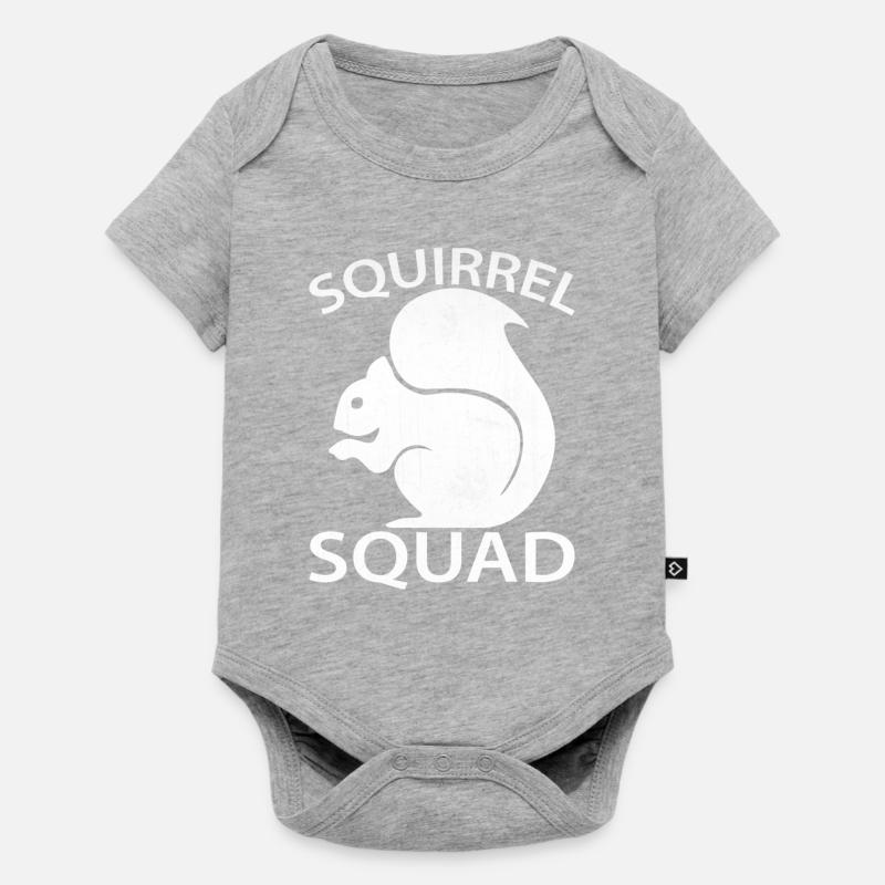 Squirrel Squad | Eichhörnchen Geschenkidee - Baby Premium Kurzarmbody - Grau meliert