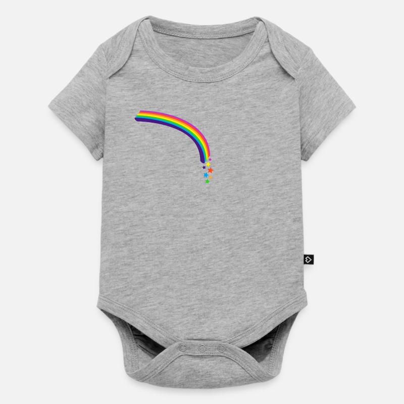 Kidcore Regenbogen Sterne bunt Farben Geschenk - Baby Premium Kurzarmbody - Grau meliert