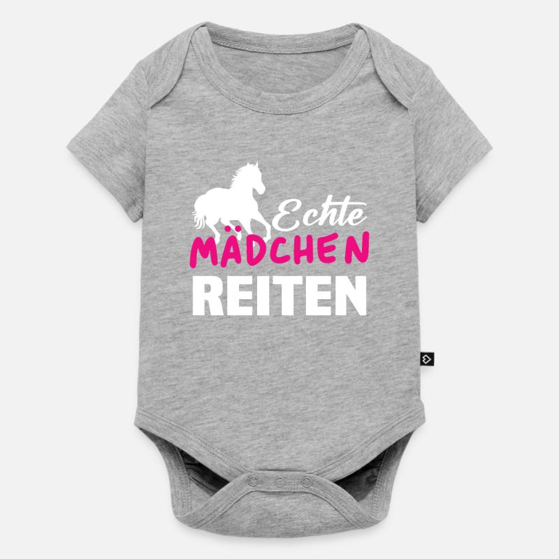 Echte mädchen reiten - Baby Premium Kurzarmbody - Grau meliert