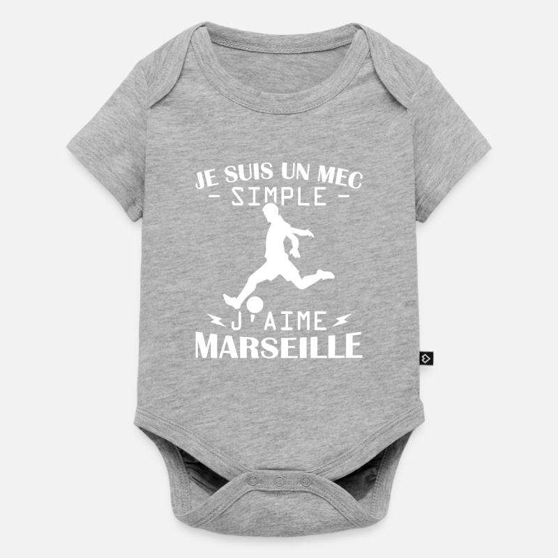Je suis un mec simple j aime marseille - Body à manches courtes Premium Bébé - gris chiné