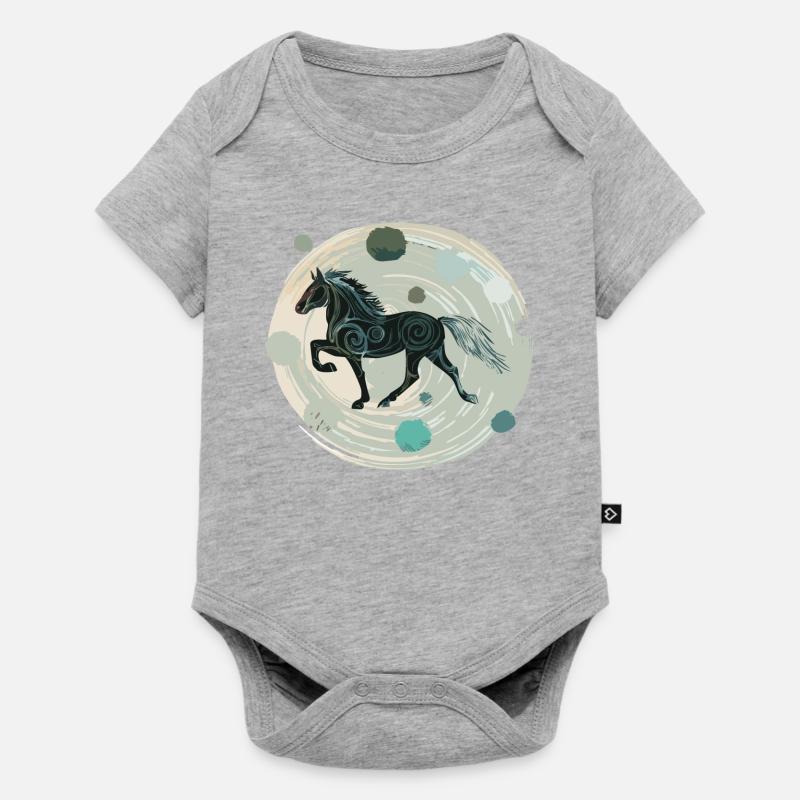 Cheval islandais - Graphique avec arrière-plan Variante 3 - Body à manches courtes Premium Bébé - gris chiné