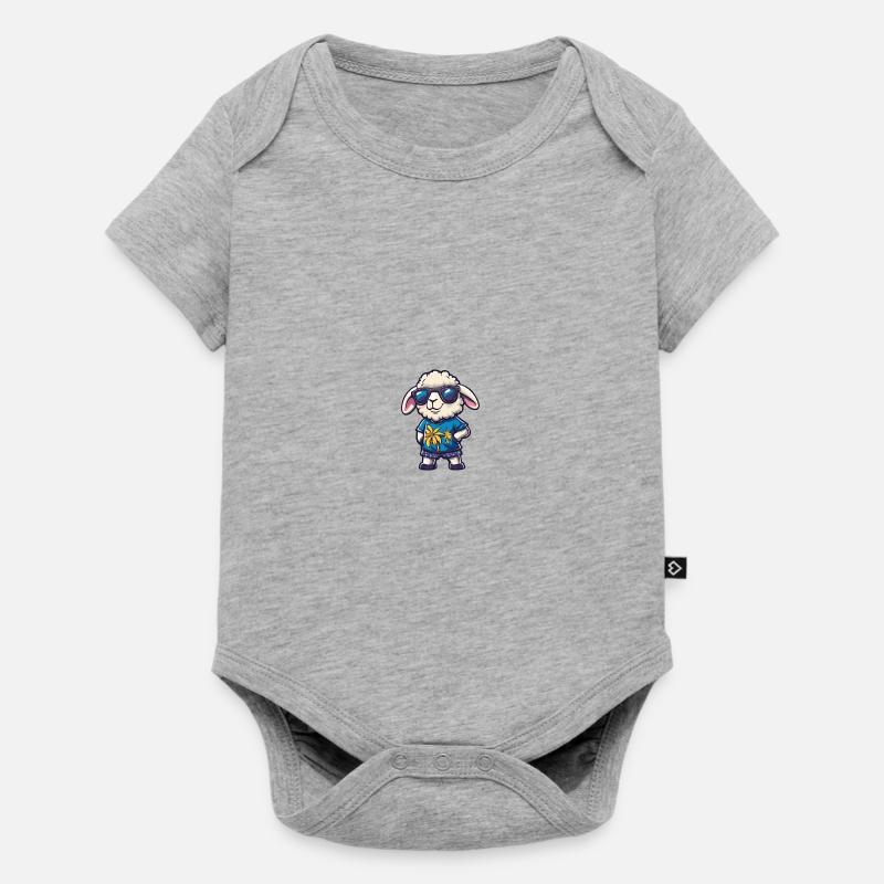 Mouton Bande Dessinée Cool Été - Body à manches courtes Premium Bébé - gris chiné