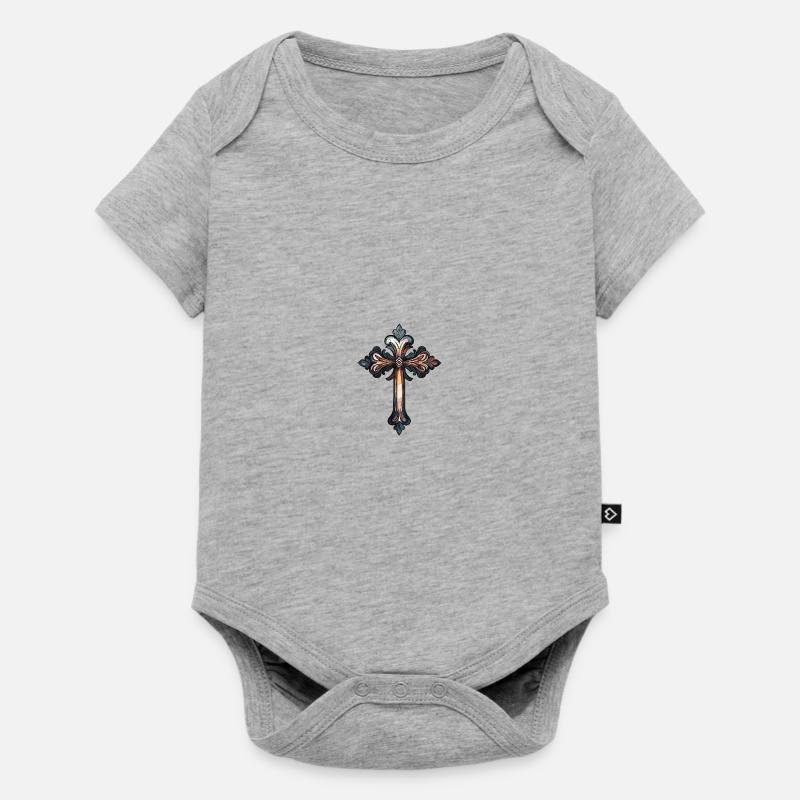 Symbole de la croix - Body à manches courtes Premium Bébé - gris chiné