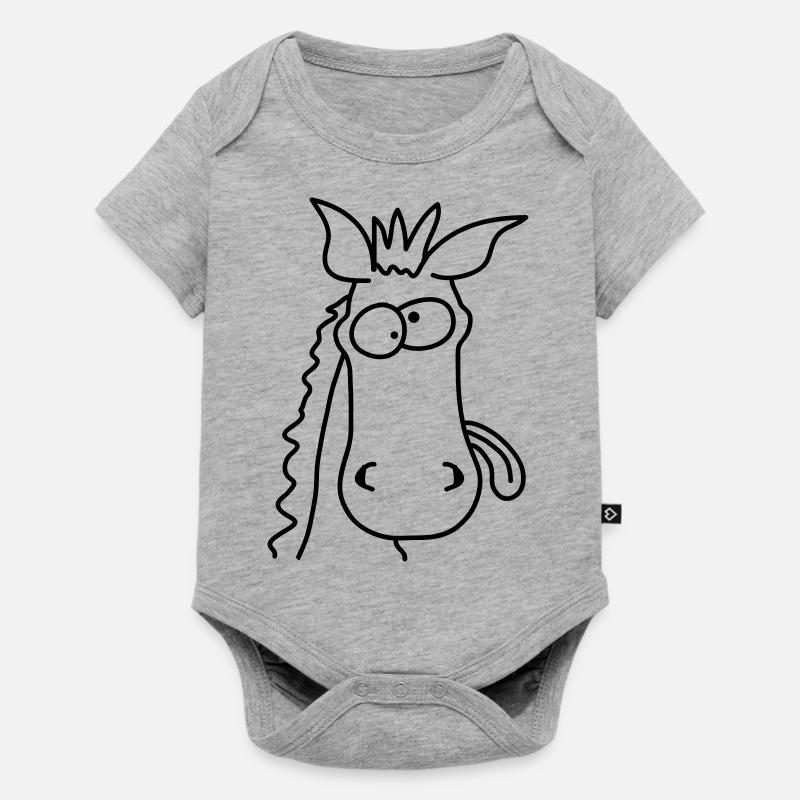 Funny Crazy Comic Horse - Body à manches courtes Premium Bébé - gris chiné