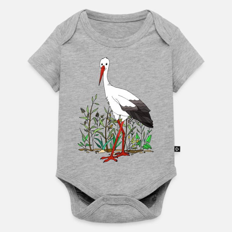 Cigogne - Body à manches courtes Premium Bébé - gris chiné