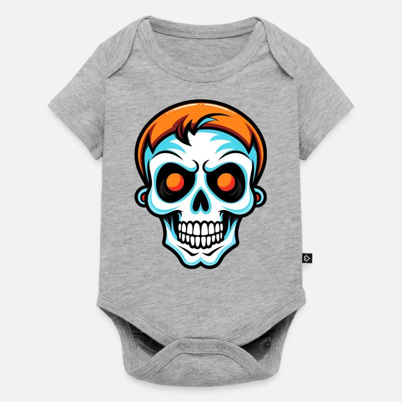 Crâne d’Halloween mignon - Body à manches courtes Premium Bébé - gris chiné