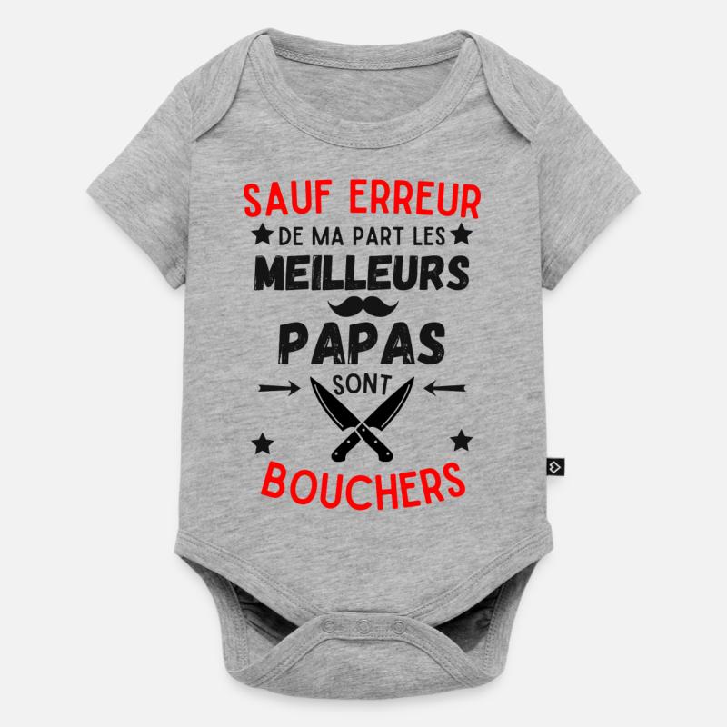 PAPA BOUCHER - Body à manches courtes Premium Bébé - gris chiné