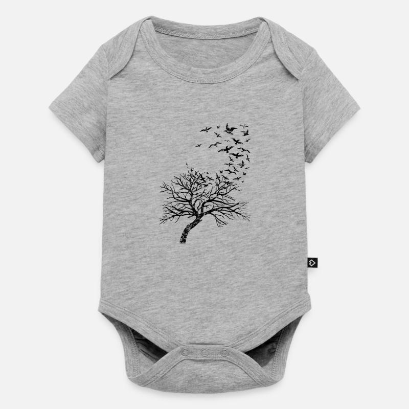 Arbre et oiseaux - Body à manches courtes Premium Bébé - gris chiné