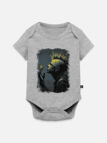Punkrocker beobachtet Schmetterling - Baby Premium Kurzarmbody - Grau meliert