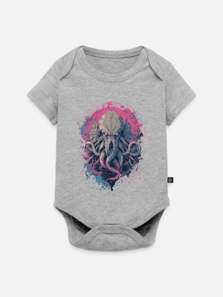 Cthulhu Horror - Baby Premium Kurzarmbody - Grau meliert