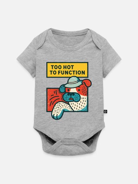 Too Hot to Function Bulldog - Baby Premium Kurzarmbody - Grau meliert