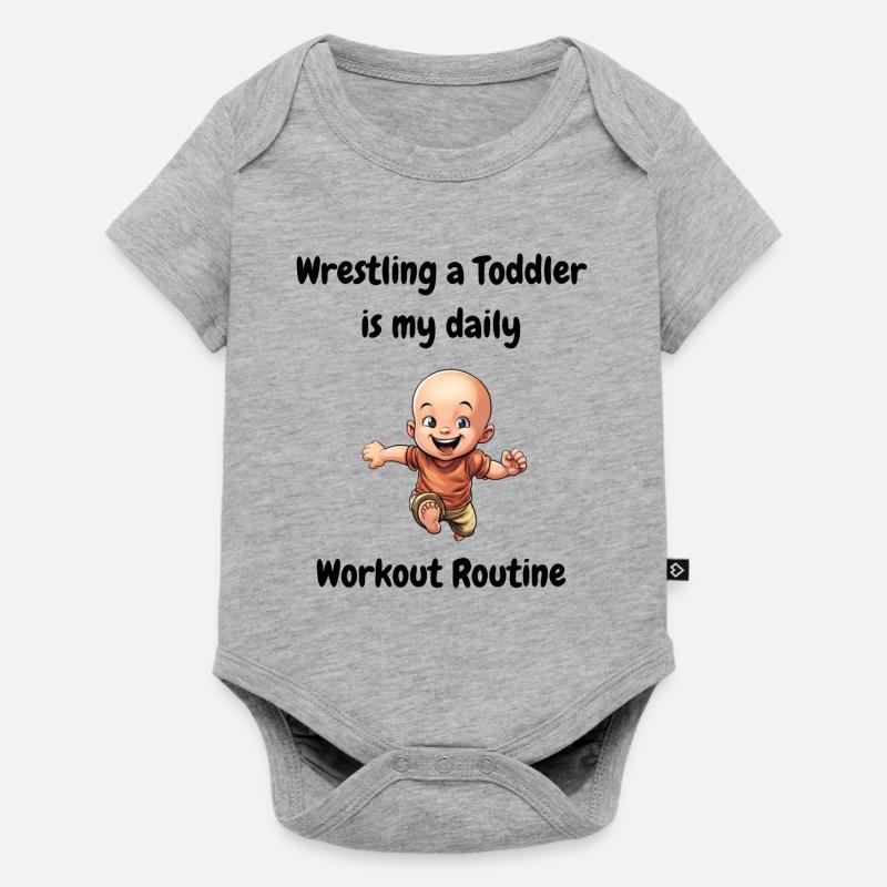 Lutter contre un tout-petit est ma routine d’entraînement quotidienne. - Body à manches courtes Premium Bébé - gris chiné