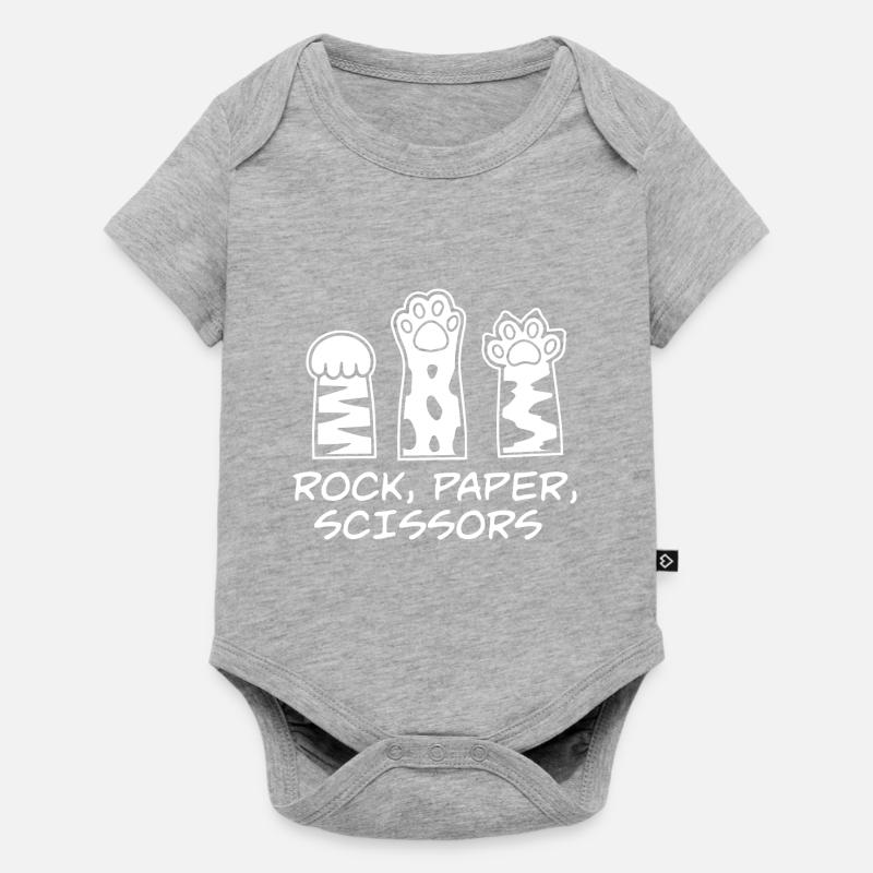 Mignon Kawaii Chat Patte Rock Papier Ciseaux Kitty Cat - Body à manches courtes Premium Bébé - gris chiné