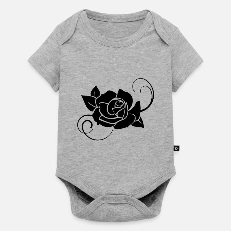 Fleur de rose en noir - Body à manches courtes Premium Bébé - gris chiné