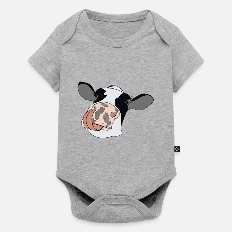 Vache avec langue - Body à manches courtes Premium Bébé - gris chiné