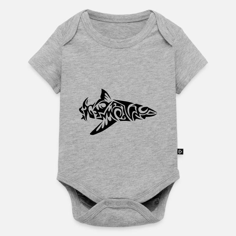 requin tribal poisson mechant 2 - Body à manches courtes Premium Bébé - gris chiné