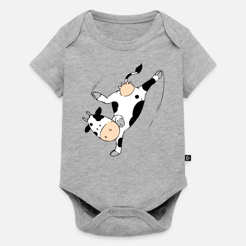 Mooviestars - Breakdancing Cow - Body à manches courtes Premium Bébé - gris chiné