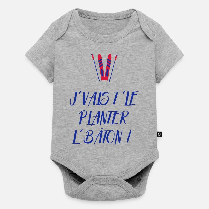 J'vais t'le planter l'bâton ! Bronzés font du ski - Body à manches courtes Premium Bébé - gris chiné