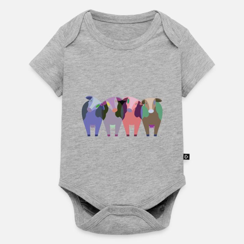vaches vache - Body à manches courtes Premium Bébé - gris chiné