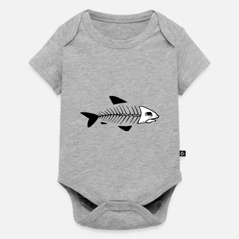 Squelette de poisson blanc - Body à manches courtes Premium Bébé - gris chiné