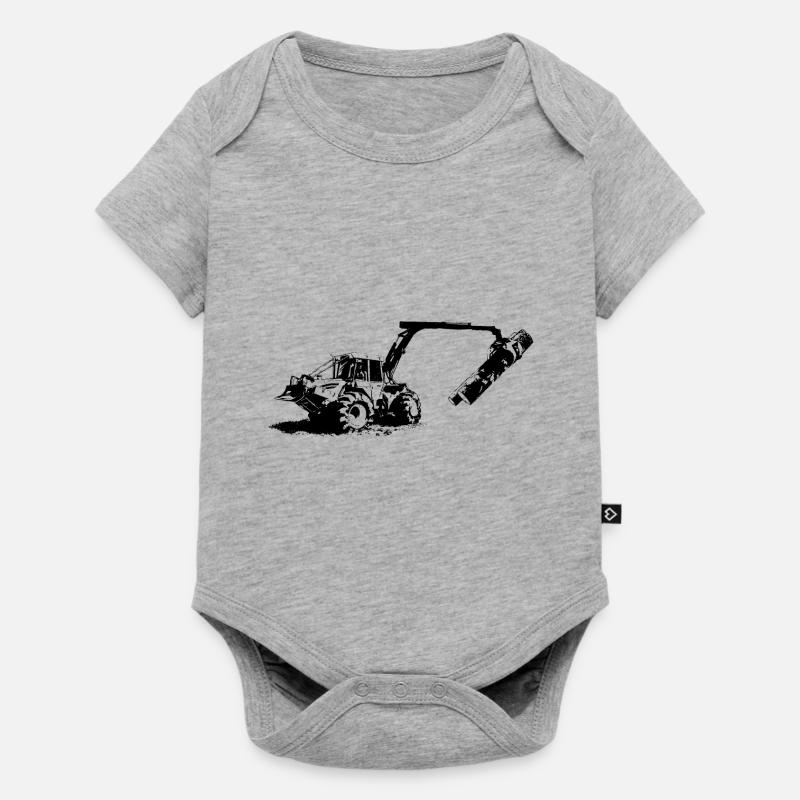 Tracteur forestier en utilisation (noir) - Body à manches courtes Premium Bébé - gris chiné
