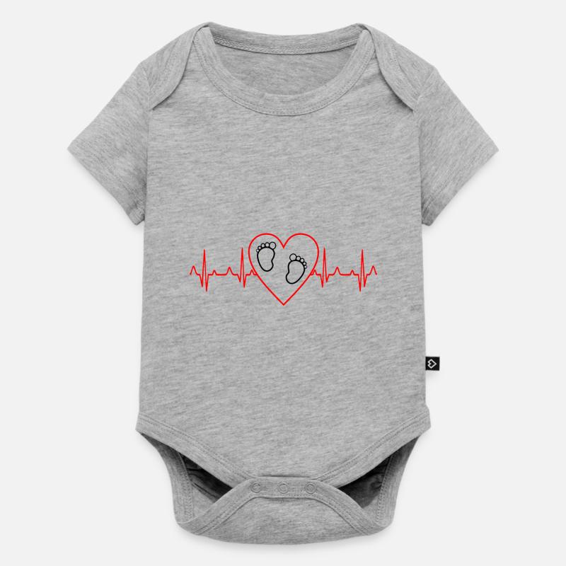 Cadeau de maman enceinte de battement de coeur de bébé - Body à manches courtes Premium Bébé - gris chiné