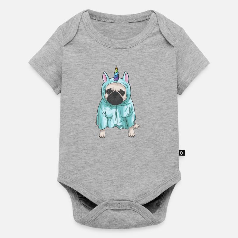 Mopsicorn Vol 2. | Pug comme une licorne - Body à manches courtes Premium Bébé - gris chiné