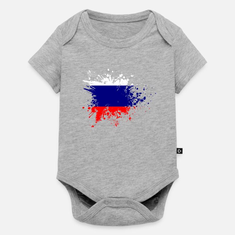 Drapeau Russe Drapeau Russe Drapeau Russe - Body à manches courtes Premium Bébé - gris chiné