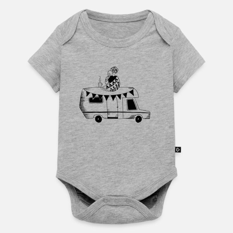 Vacances amour campeur couples - Body à manches courtes Premium Bébé - gris chiné