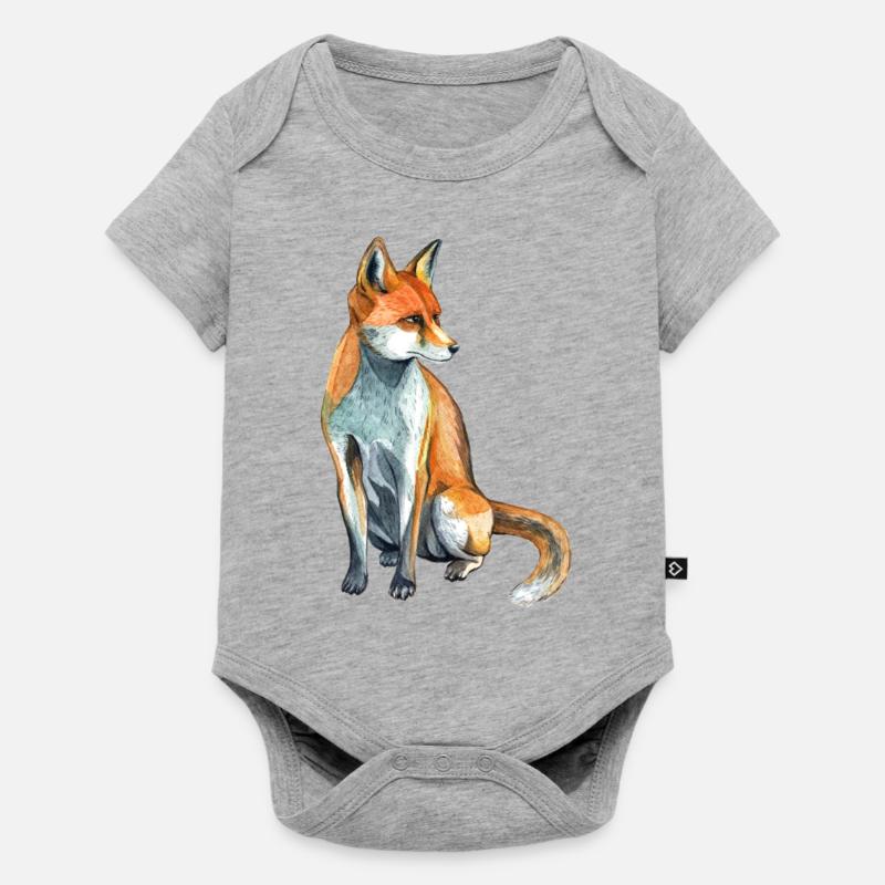 renard - Body à manches courtes Premium Bébé - gris chiné