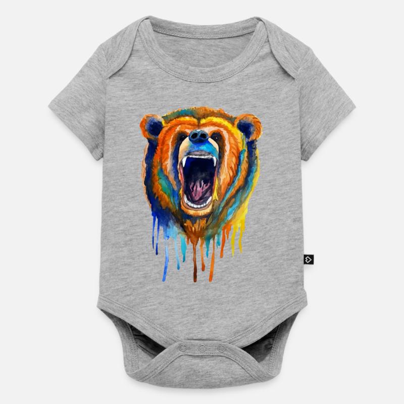 L’ours - Body à manches courtes Premium Bébé - gris chiné