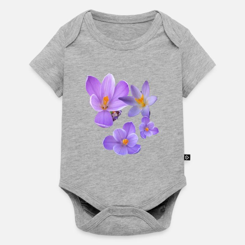 crocus, crocus, fleurs, violet, fleur - Body à manches courtes Premium Bébé - gris chiné