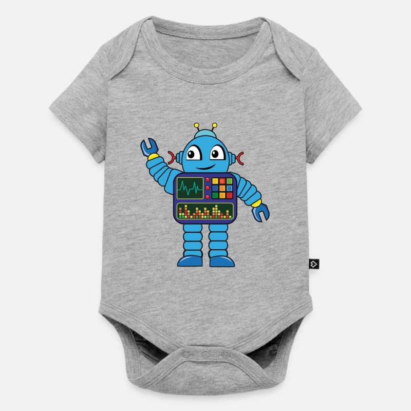 Petit robot bleu - Body à manches courtes Premium Bébé - gris chiné