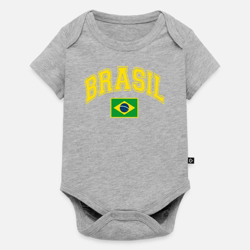 Drapeau du Brésil - Body à manches courtes Premium Bébé - gris chiné