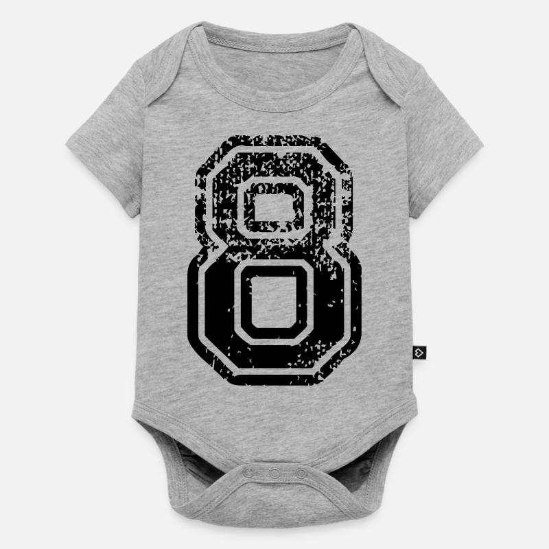 8 - Nummer - Baby Premium Kurzarmbody - Grau meliert
