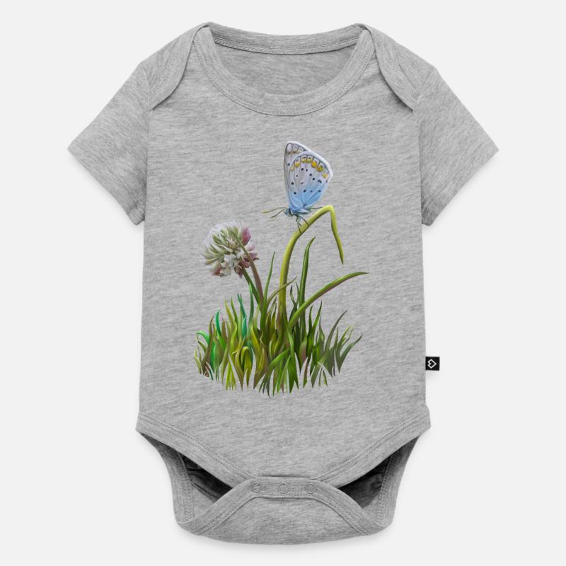 Papillon et trèfle - Body à manches courtes Premium Bébé - gris chiné