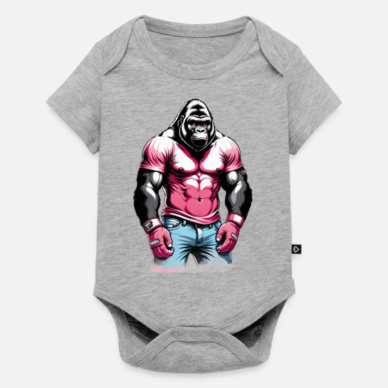 Gorille Boxeur Boxe - Body à manches courtes Premium Bébé - gris chiné